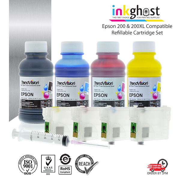 Inkghost refillable cartridges for Epson 200 200XL cartridges